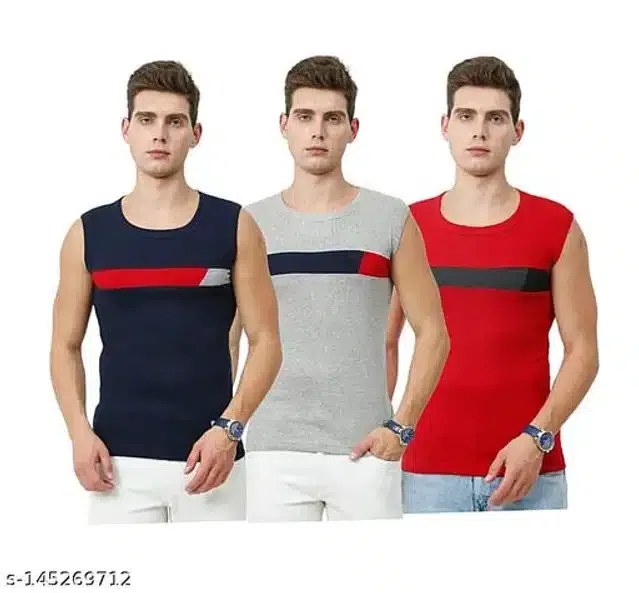 Gym Vests for Men (Multicolor, L) (Pack of 3)