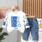 Cotton Hosiery Printed Clothing Set for Girls, White 