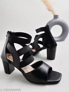 [104] Solid Synthetic Heel Sandals for Women 