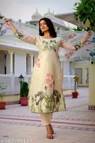 Chanderi Silk Kurti With Dupatta & Bottomwear for Women 