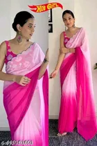 Georgette Colorblocked Saree for Women 