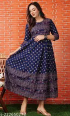 Rayon Printed Anarkali Kurti for Women 