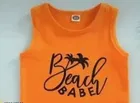 Printed Hoseiry Cotton Clothing Set for Kids ,Orange & White 