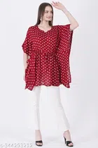 Half Sleeves Top for Women (Red, S)