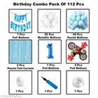 Racing Bike Theme 1st Happy Birthday Decoration Items For Girls, Multicolor, Pack of 112