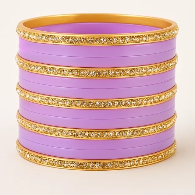 Plastic Traditional Stoned Chudha for Women (Multicolor, 2.6)