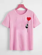 Cotton Blend Round Neck T-Shirt for Women 