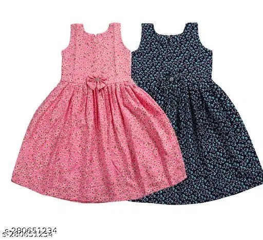 Pack of 2 Frocks for Girls (Pink, 5-6 Years)