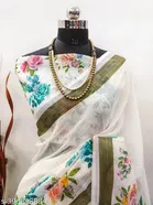Cotton Linen Abstract Saree for Women 