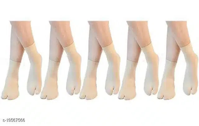 Nylon Socks for Women (Beige, Pack of 5)