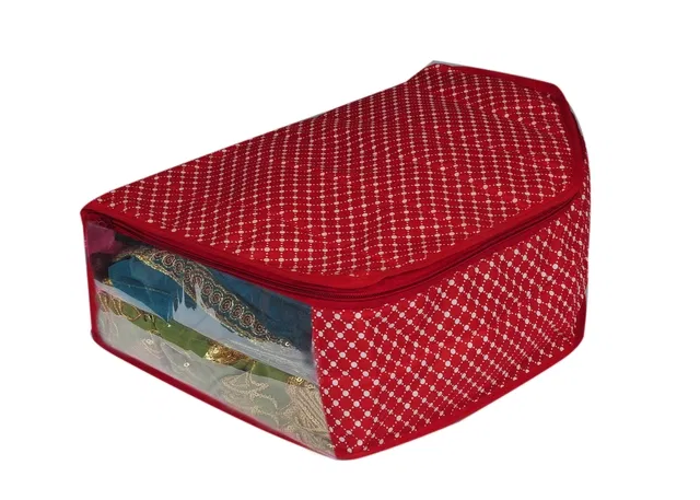 Cotton Zip Closure Saree Covers (Red)