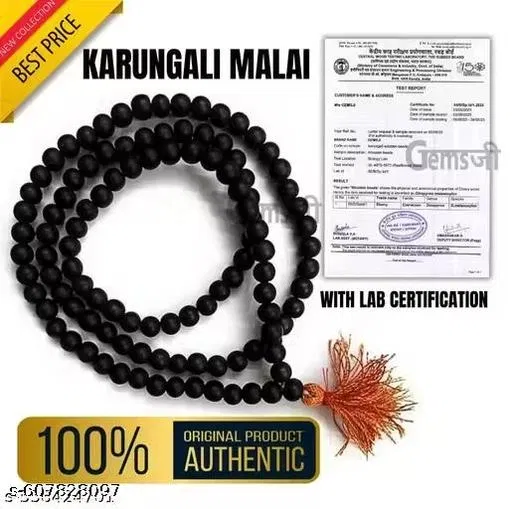 Original Karungali Malai 108 Beads Japa Mala for Men (Black)