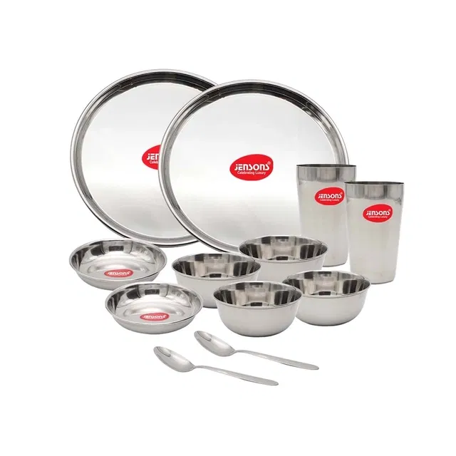 12 Pieces steel dinner set, Sliver