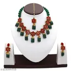 Alloy Necklace with Earrings & Maangtika 