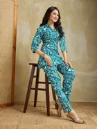 Cotton Rayon Printed Kurta with Pant for Women 