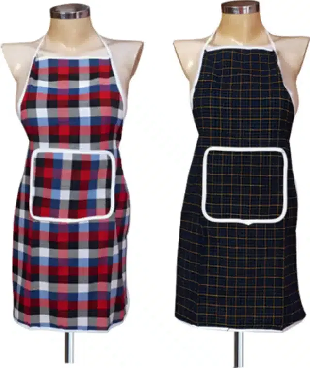 Cotton Kitchen Aprons (Multicolor, Pack of 2)