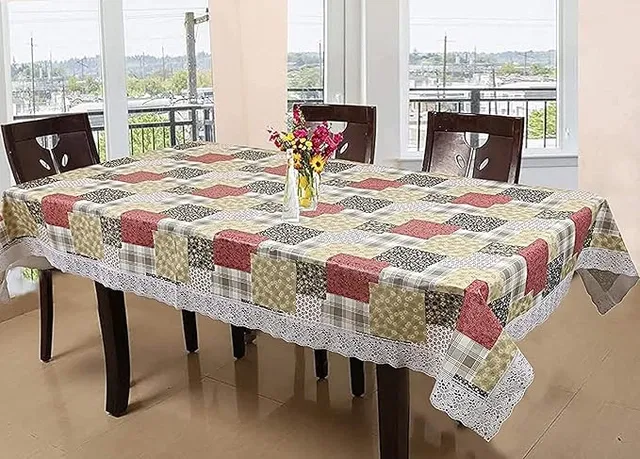 PVC Printed 4 Seaters Table Cover (Multicolor, 40x60 inches)