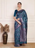 Jacquard Kanjeevaram Banarasi Silk Saree for Women 