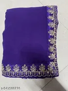 Georgette Saree for Women, Purple 