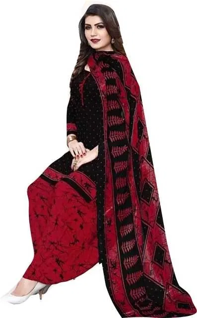 Yashika Unstitched Crepe Salwar Suit Material (Black) (Y-258)