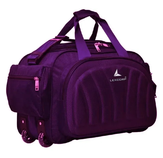 Polyester Solid Duffel Bag with Wheels (Purple, 60 L)