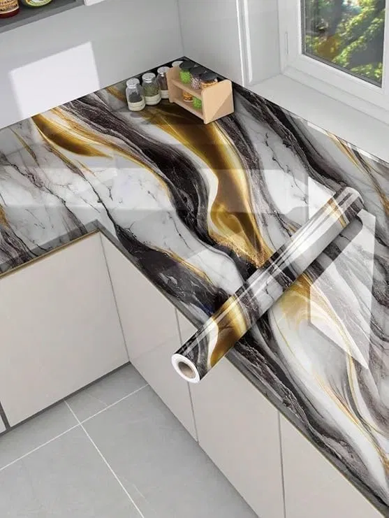 Decor Black Gold Marble Wallpaper (60x200cm)