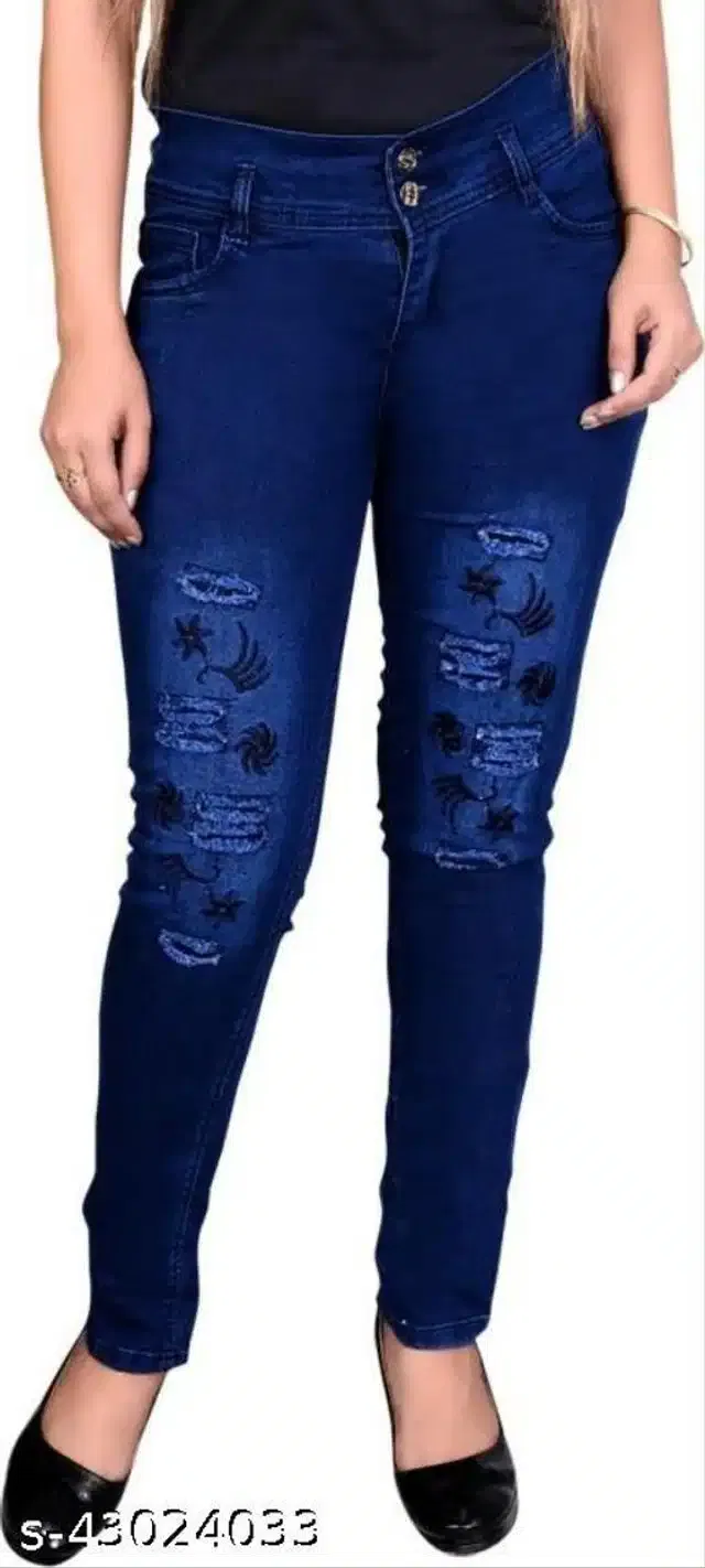 Denim Jeans for Girls (Blue, 9-10 Years)