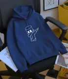 Fleece Printed Hoodie for Men, Blue 