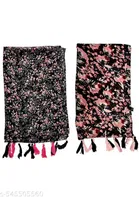 Chiffon Scarves for Women, Multicolor, Pack of 2