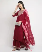 Cotton Cambric Embroidered Kurta Set for Women 