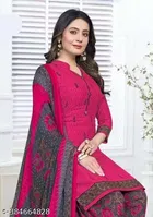 Floral Print Unstitched Suit Fabric for Women & Girls, Pink