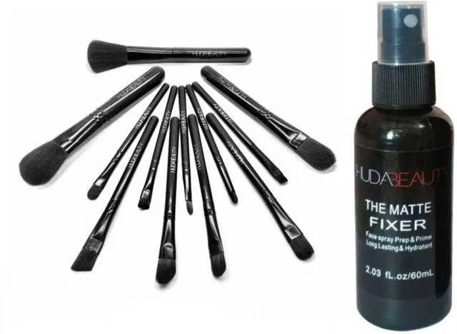 Pack of 2 Lenon Makeup Brush Set with Makeup Fixer Combo