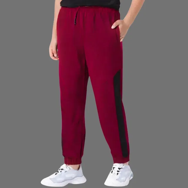 Cotton Blend Trackpants for Boys (Maroon, 11-12 Years)