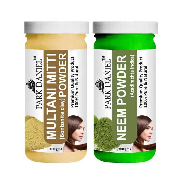 Park Daniel 100% Pure & Natural Multani Mitti Powder & Neem Powder (Pack Of 2, 100 g) (SE-260)