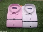 Cotton Blend Solid Shirts for Men, Pink & White, Pack of 2 