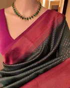 Litchi Silk Woven Design Saree for Women, Green 