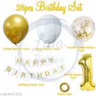 28 Pcs 1st Birthday Decoration Combo Kit for Boys & Girls, Multicolour, Set of 1