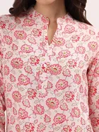 Womens Pink Floral Print short Kurti 