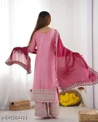 Palazzo Suit With Embroidery and Dupatta for Women 