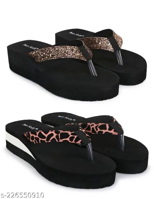 EVA Flip-flops for Women (Black, 7) Pack of 2