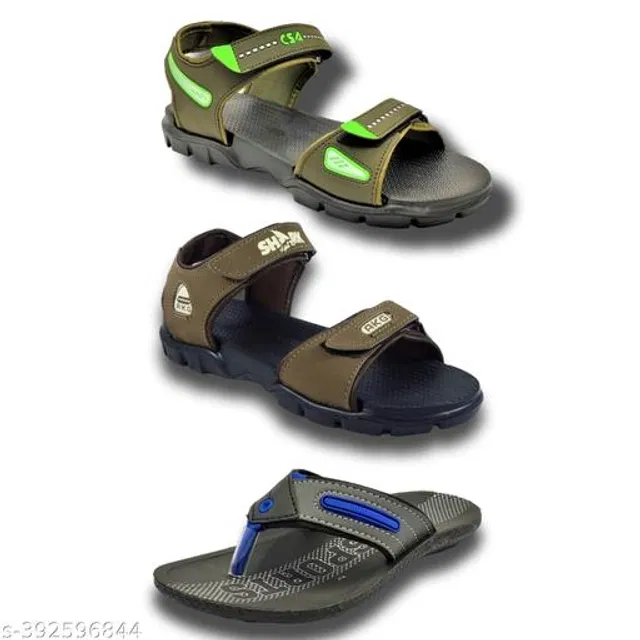 Sandals with Flipflop for Men (Multicolor, 6) (Pack of 3)