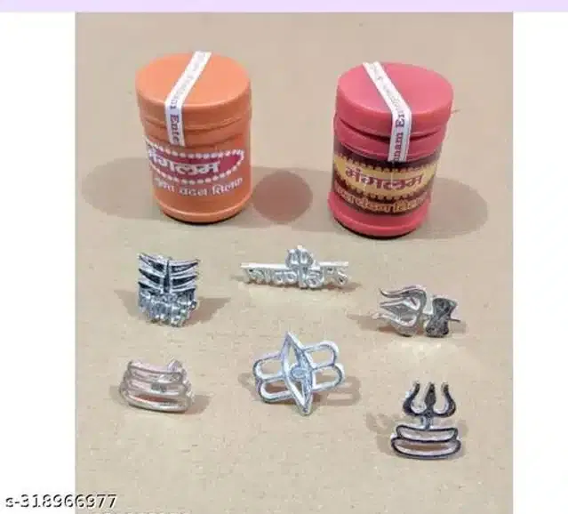 Brass Tilak Stamp (Silver, Pack of 6)