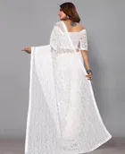 Net Solid Saree for Women 