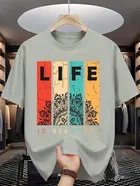 Polyester Printed Half Sleeves T-Shirts For Men, Grey 