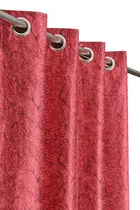 Polyester Printed Curtain for Door & Window (Maroon, 7 Feet)