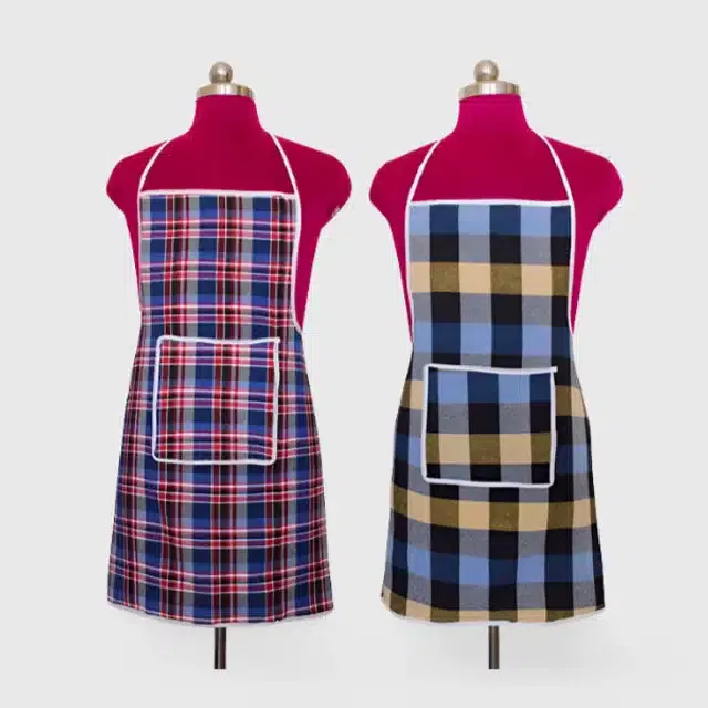 Cotton Kitchen Aprons (Multicolor, Pack of 2)