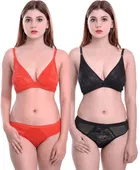 Pibu वीमेन कॉटन ब्रा पैंटी सेट 