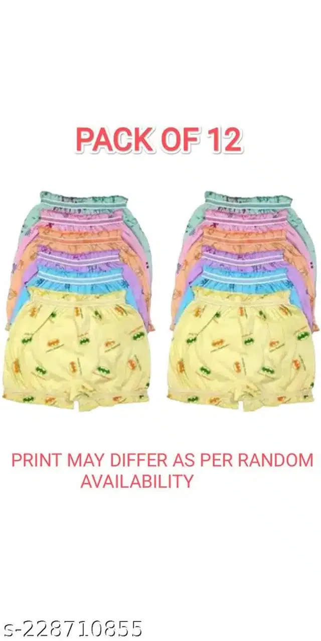 Cotton Innerwear Shorts for Kids (Multicolor, 2-3 Years) (Pack of 12)