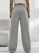 Cotton Blend Solid Trousers for Men, Grey 