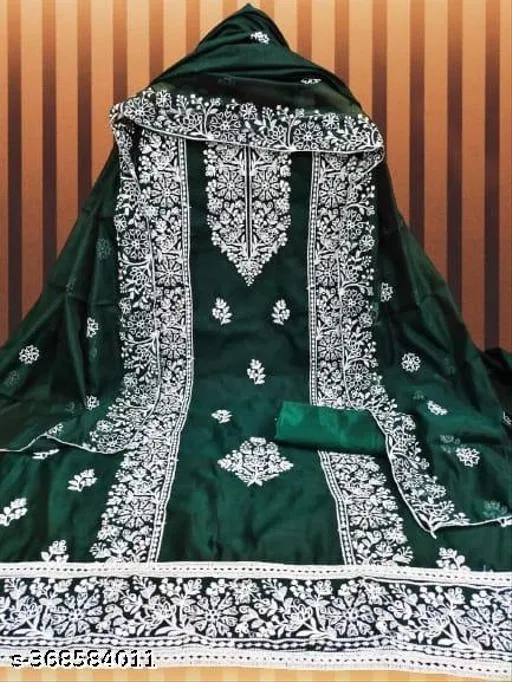 Printed Ethnic Motif Patiala Suits for Women (Green, Un Stitched)